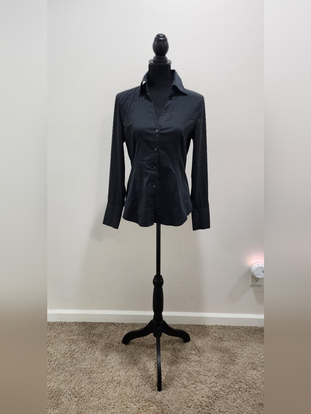 Express Black Button-Down Long Sleeve Shirt